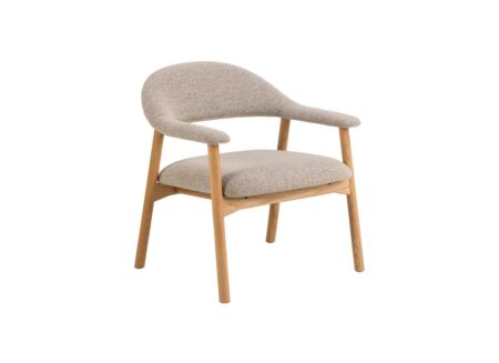 Fauteuil 70x70,5x76cm - stof/geolied eikenhout - beige/naturel