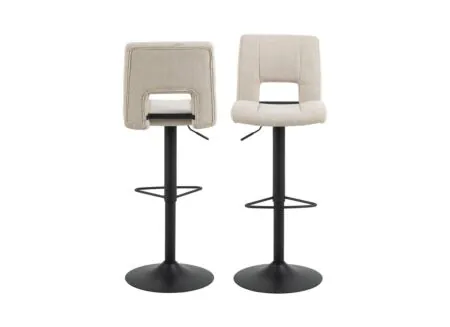 Chaise de bar ZH62-83cm - tissu - beige