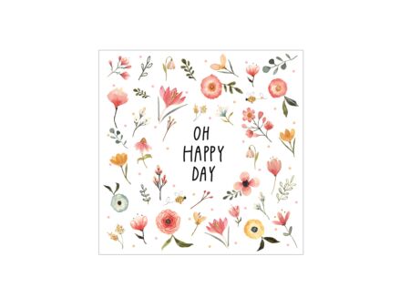 Serviette Oh Happy Day 25x25cm - papier - multicolor 20 stuks