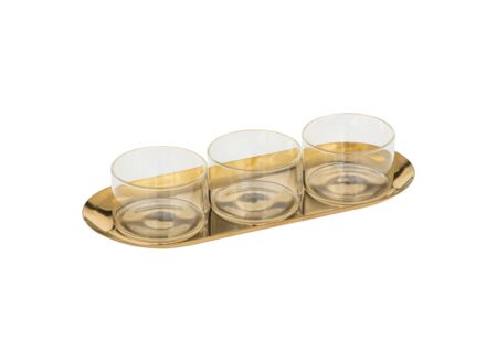 Aperoset Herfst 30x12x5cm - glas & roestvrij staal - goud