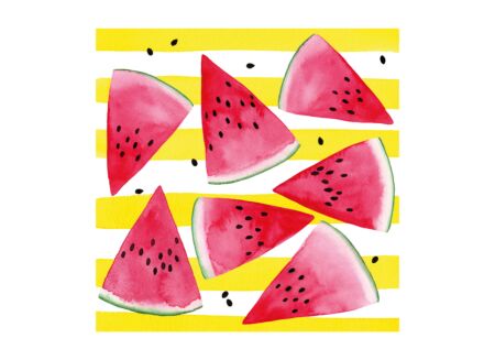 Serviette Melon & Stripes 25x25cm - papier - multicolor 20 stuks