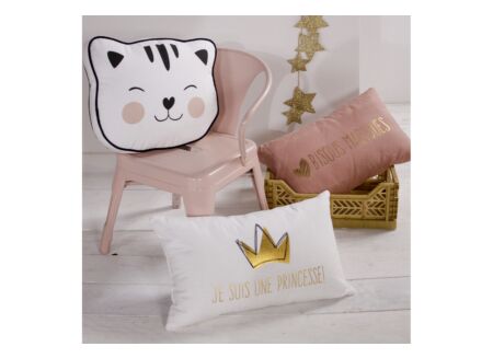 Kussen Girl Kids 50x30cm - katoen - roze wit