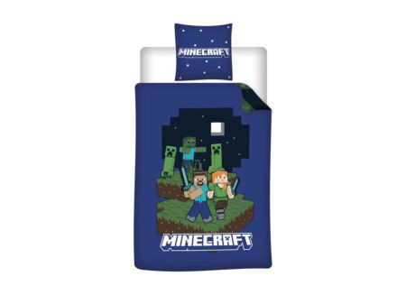 Dekbedovertrek Minecraft 140x200cm - polykatoen - blauw