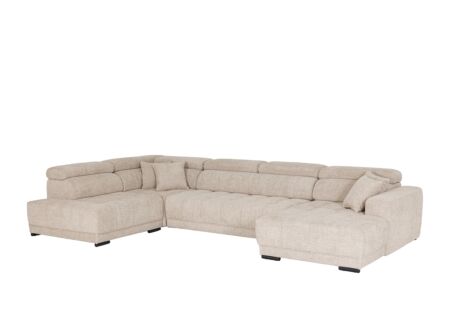 Hoeksalon Rimini 388x224cm - stof - greige