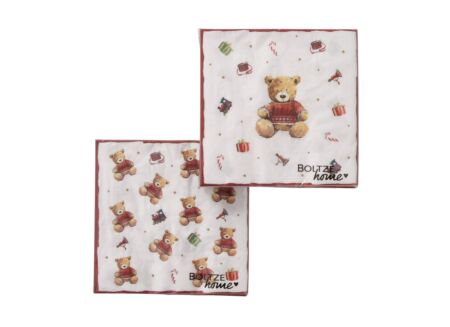 Kerstservet Bailey 16,5x16,5 meerkleurig 20 stuks