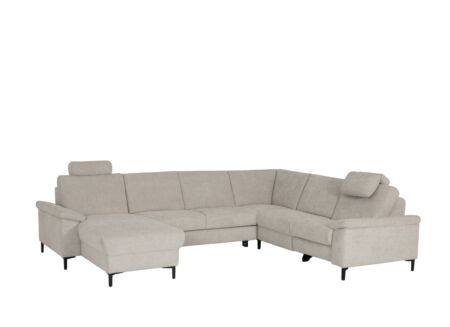 Hoeksalon Poppy 181x317x249cm - stof - beige met relax en bedfunctie
