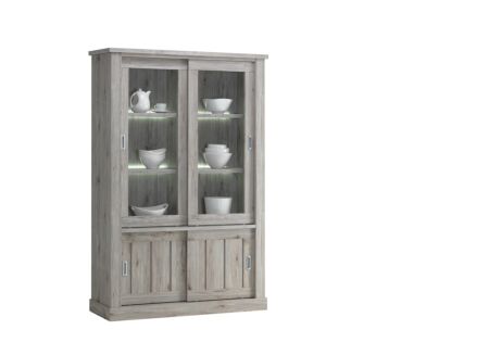 Vitrinekast Eddy  135cm - decor - grijs