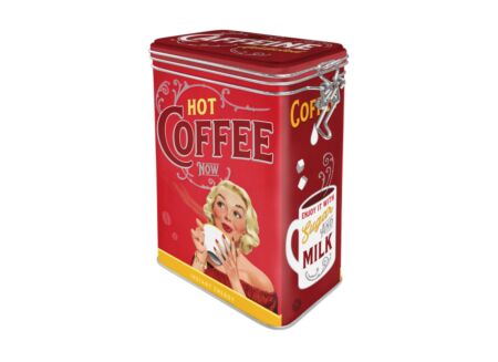 Bewaardoos Hot Coffee Now 11x8x18cm - metaal - meerkleurig