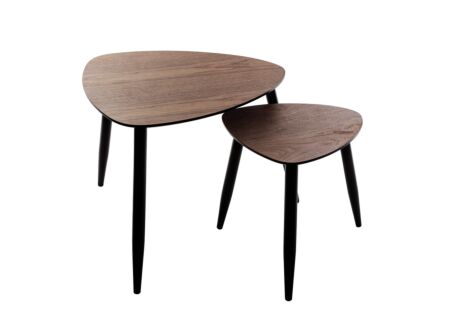 Bijzettafel Mileo Ø40cm & Ø60,5cm - MDF - walnoot set van 2