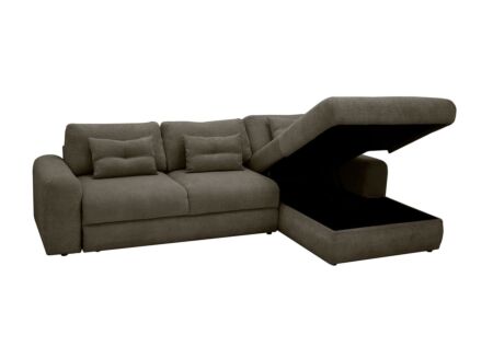 Hoeksalon Siracusa 310x185cm - stof - groen met bedfunctie en opbergruimte