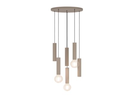 Hanglamp Fariolo Ø48xH118cm 3x40W E27 & 3x7W GU10 - staal - zand