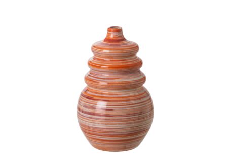 Vaas H30cm - keramiek - oranje & roze