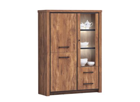 Vitrinekast Ensor 125cm - decor - acacia/black concrete