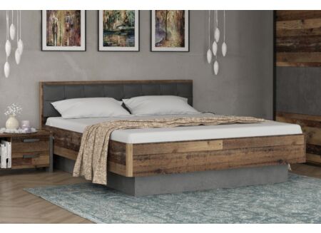 Bed Clif 180x200cm - meubelplaat - old wood/beton