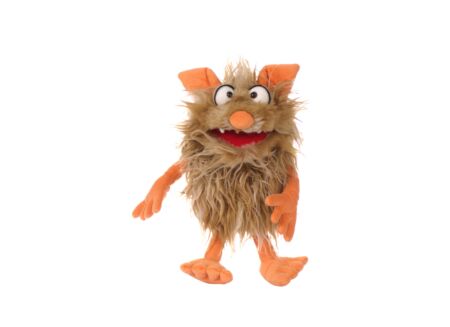 Handpop Flausi H30cm - polyester - beige/oranje