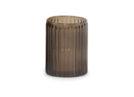 Theelichthouder Ø8x10cm - glas - smoke