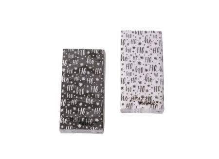 Serviette Hoho 17x8cm zwart wit 16 stuks