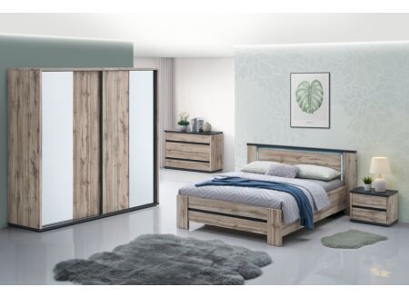 Slaapkamer Elvira met bed 180cm - kleerkast 240cm - commode 110cm en 2 nachtkastjes