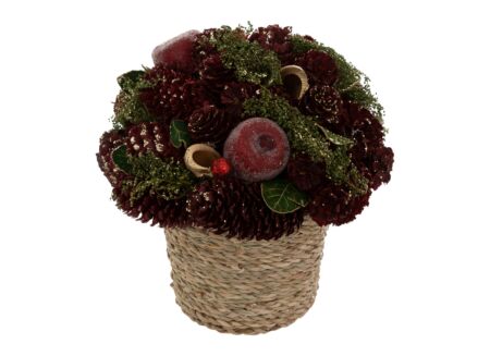 Kerststuk met denneappels H19cm