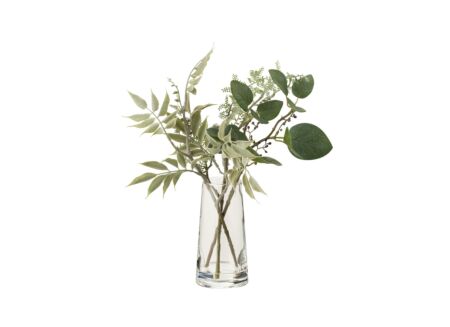 Takken in vaas met kunstwater H32cm - glas & kunststof - lichtgroen