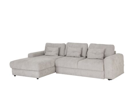 Hoeksalon Siracusa 310x185cm - stof - silver met bedfunctie en opbergruimte