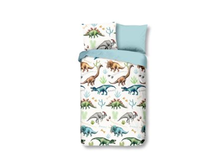 Dekbedovertrek Dino 140x220cm - flanel - multicolor