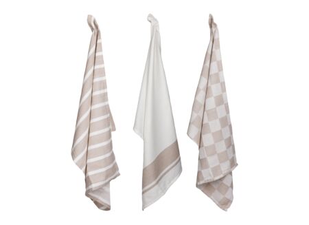 Keukenhanddoek Stoff 70x50cm - katoen - zand set van 3