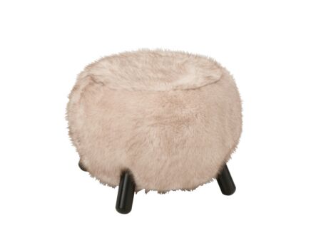 Kruk Bont Ø53xH40cm - hout & stof - taupe