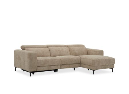 Hoeksalon Cine 277x168cm - stof - taupe met relax
