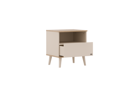 Nachtkastje Hazel 48x40x52cm - melamine - beige & montana eik