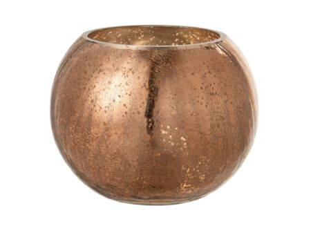 Windlicht Bol Craquele effect H16cm - glas - brons