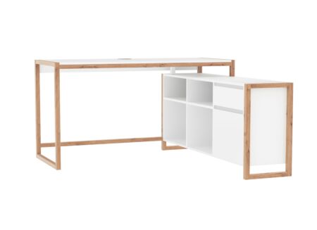 Hoekbureau Denver 139x142x75cm - decor - wit & artisanale eik