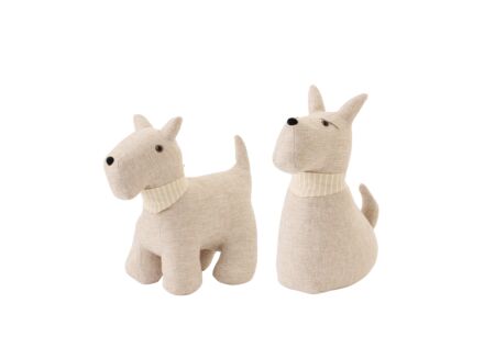 Deurstopper Hond met sjaal 33x20x35cm - polyester - beige