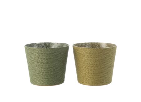 Bloempot H15cm - kunststof & papier - groen