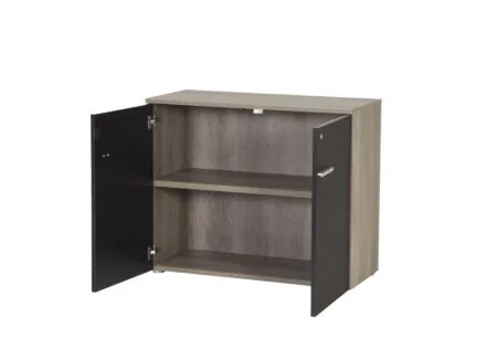 Armoire de rangement G3 93x42,5x77,6cm - mélamine - noir & nebraska