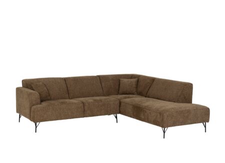 Hoeksalon Pura 254x223cm - stof - bruin