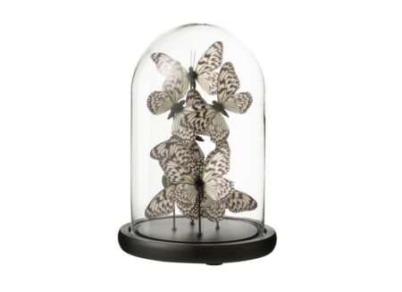 Stolp Vlinder H26cm - glas - zwart & transparant