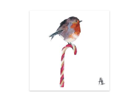 Serviette Candy Cane Robin 33x33cm - papier - multicolor 20 stuks