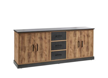 Dressoir 226cm - meubelplaat - bruin & zwart
