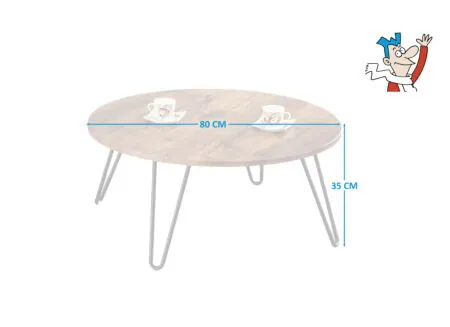 Table basse Liceo Ø80cm - MDF - noir & marron