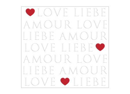 Serviette Love Letters 33x33cm - papier - wit/rood 20 stuks