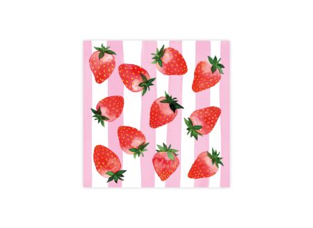Serviette Strawberry & Stripes 33x33cm - papier - multicolor - 20 stuks