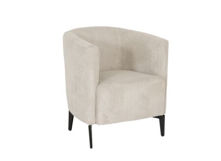 Fauteuil Capri 67x71x73cm - ribfluweel - ivoor