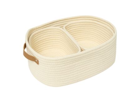 Opbergmand Duo 35x25x12cm - polyestervezel - ivoor set van 3