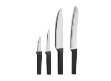 Messenset set van 4 - RVS & kunststof - zwart