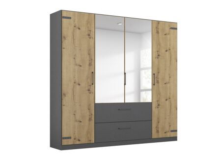 Kleerkast Butte 181cm - decor - artisanale eik/grijs