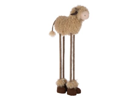 Kerstdecoratie Koe Telescopisch L 44x17x98cm - polyester - donkerbruin & beige