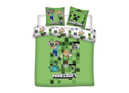 Dekbedovertrek Minecraft 240x220cm - polykatoen - groen