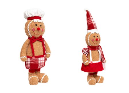 Kerstdecoratie Peperkoek H49cm - stof - multicolor Kerstdecoratie Peperkoek H49cm - stof - multicolor
