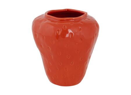 Vaas Strawberry 17x16,5x18,5cm - porselein - rood